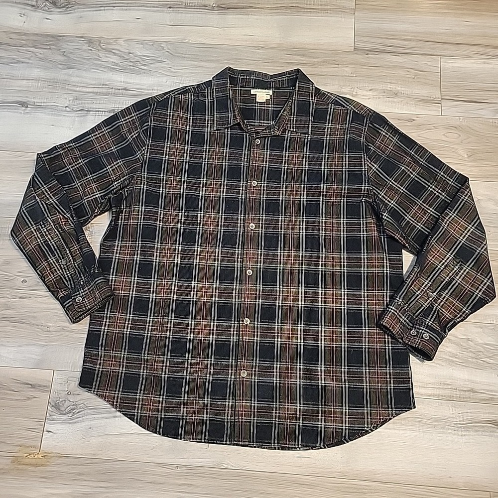 Carbon 2 cobalt Corduroy Shirt Mens XL Black Red Pliad‎ Long Sleeve Button Up